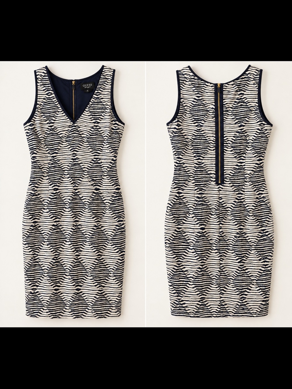 GUESS Sleeveless Mini Dress in Navy & White Size 10